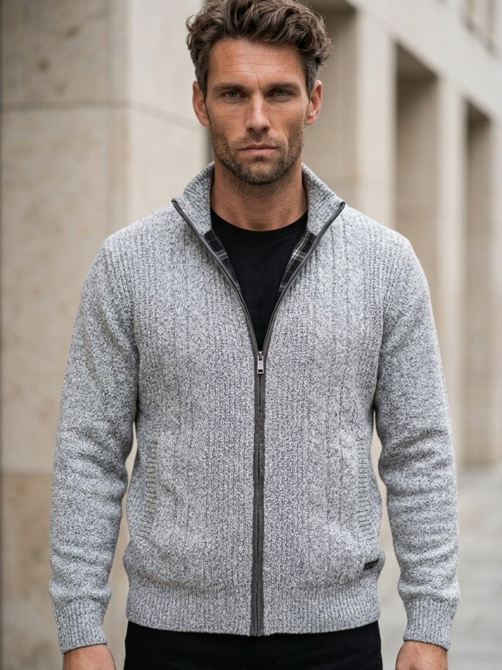 Buffalo David Bitton Full-Zip Cable Knit Sweater -Size Small